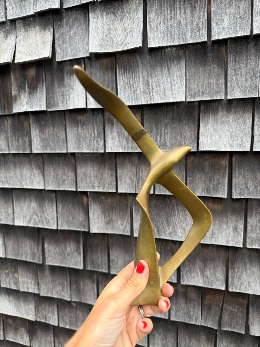 MCM Brass Seagull Sculpture - Diamonds & Rust