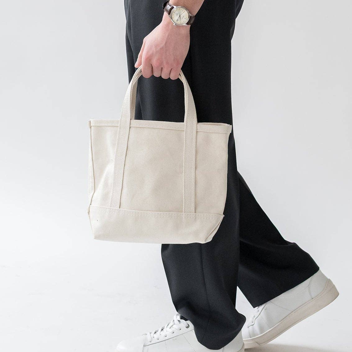 Mini Tote: Natural Canvas - Diamonds & Rust