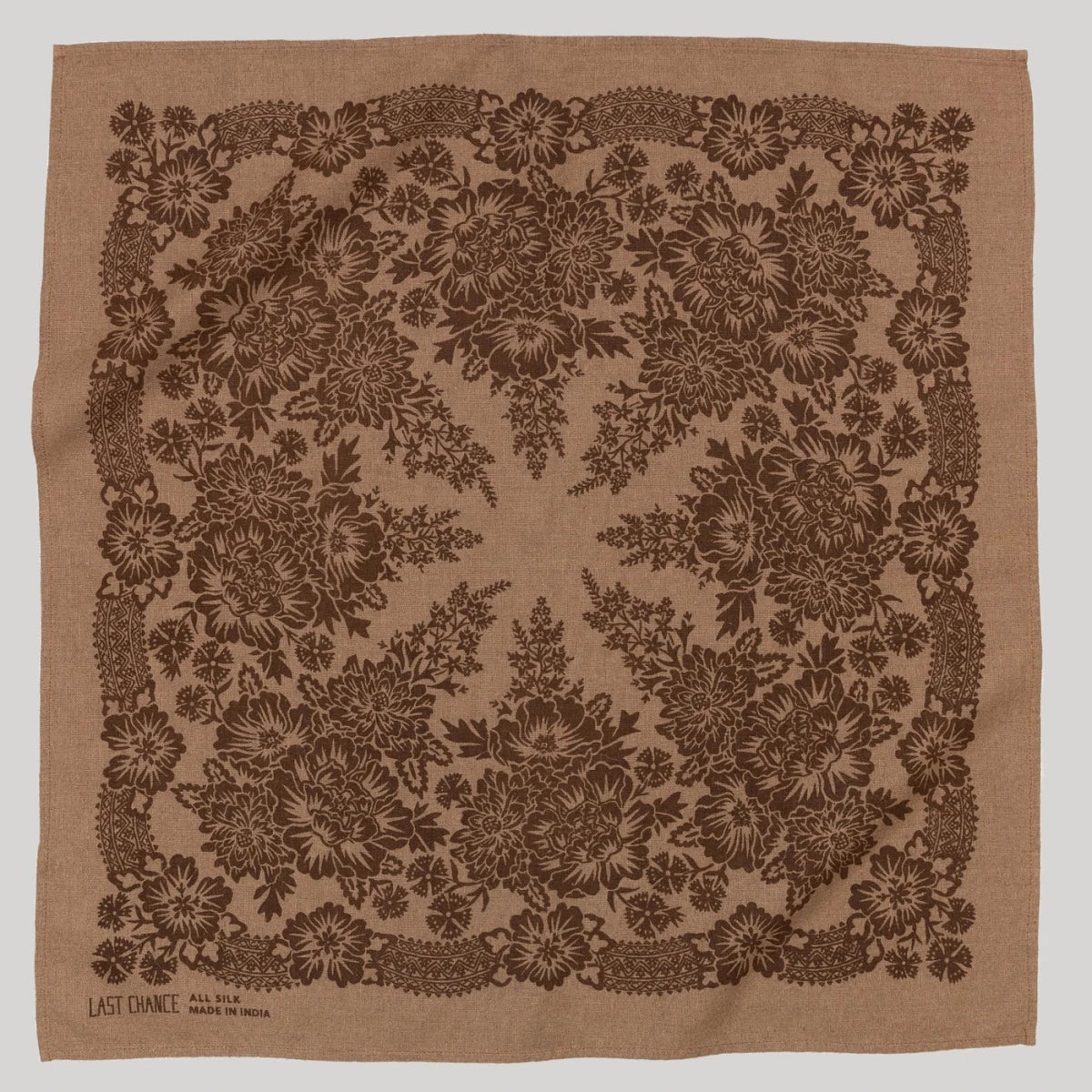 Natural Dye Silk Bandana - Brazil Nut Brown - Diamonds & Rust