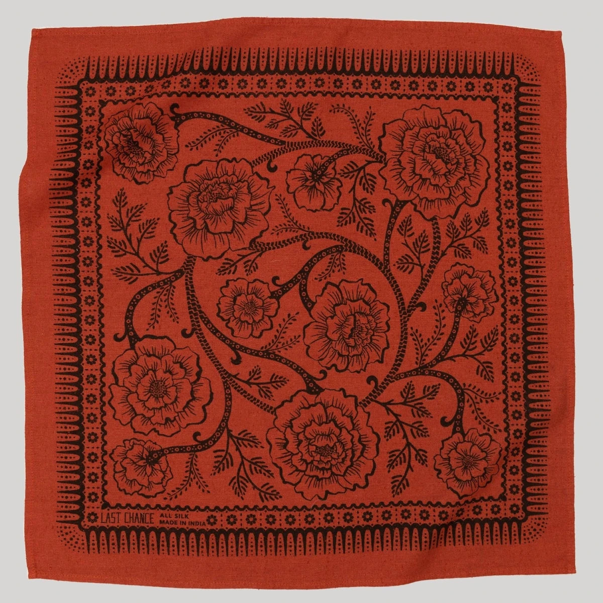 Natural Dye Silk Bandana - Madder - Diamonds & Rust