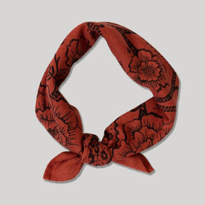 Natural Dye Silk Bandana - Madder - Diamonds & Rust