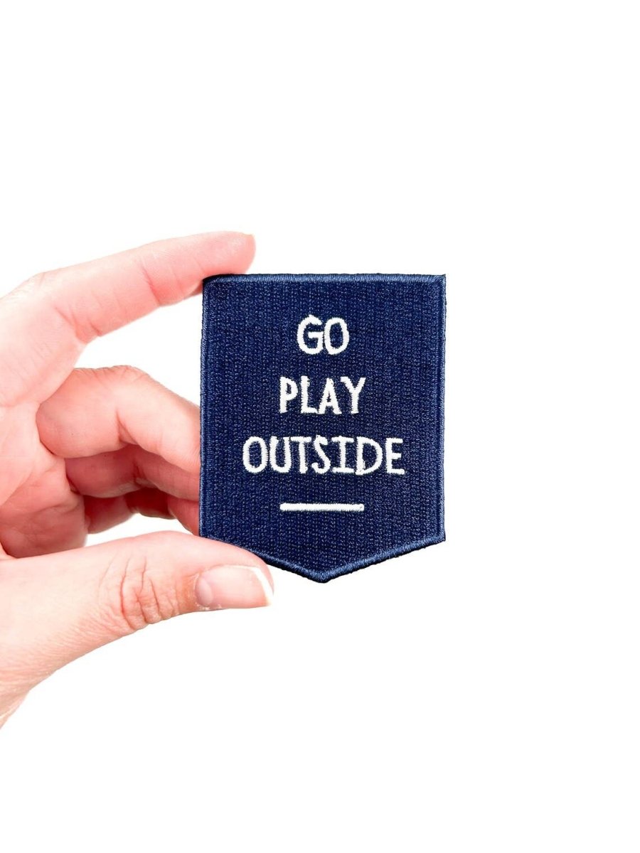 Navy Go Play Outside Iron-On Patch Embroidered Patch Nature - Diamonds & Rust