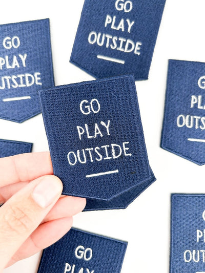 Navy Go Play Outside Iron-On Patch Embroidered Patch Nature - Diamonds & Rust