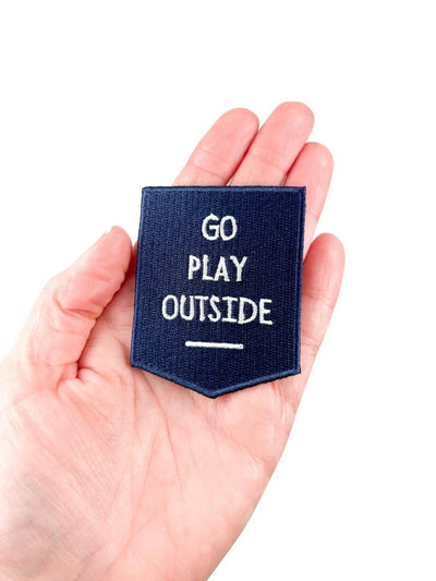 Navy Go Play Outside Iron-On Patch Embroidered Patch Nature - Diamonds & Rust