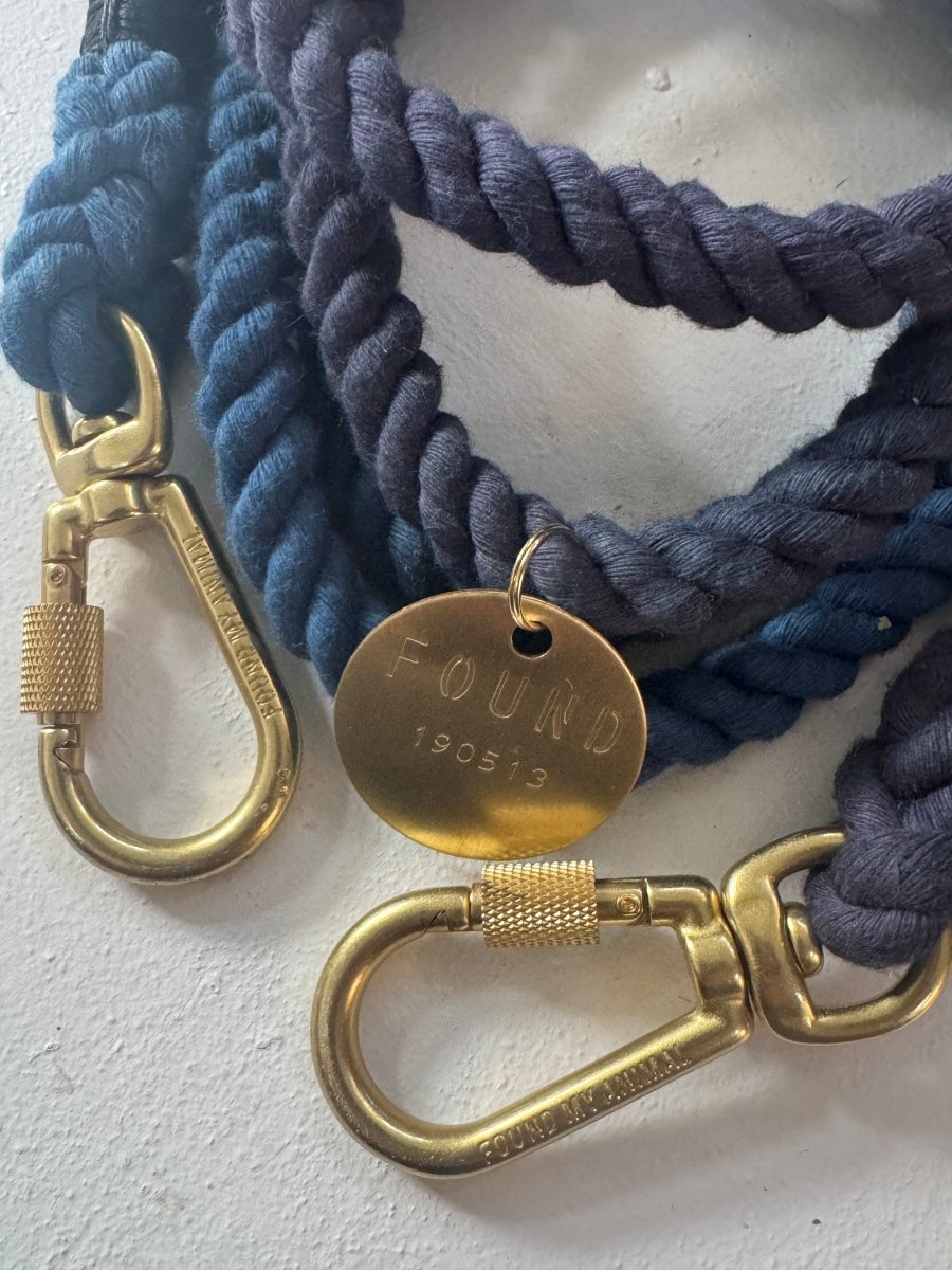 Navy Rope Dog Leash - Diamonds & Rust