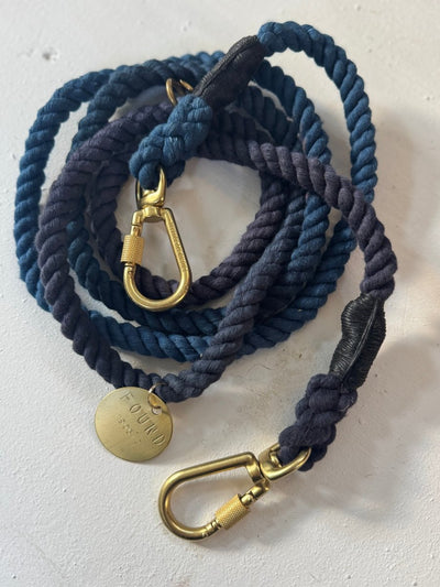 Navy Rope Dog Leash - Diamonds & Rust
