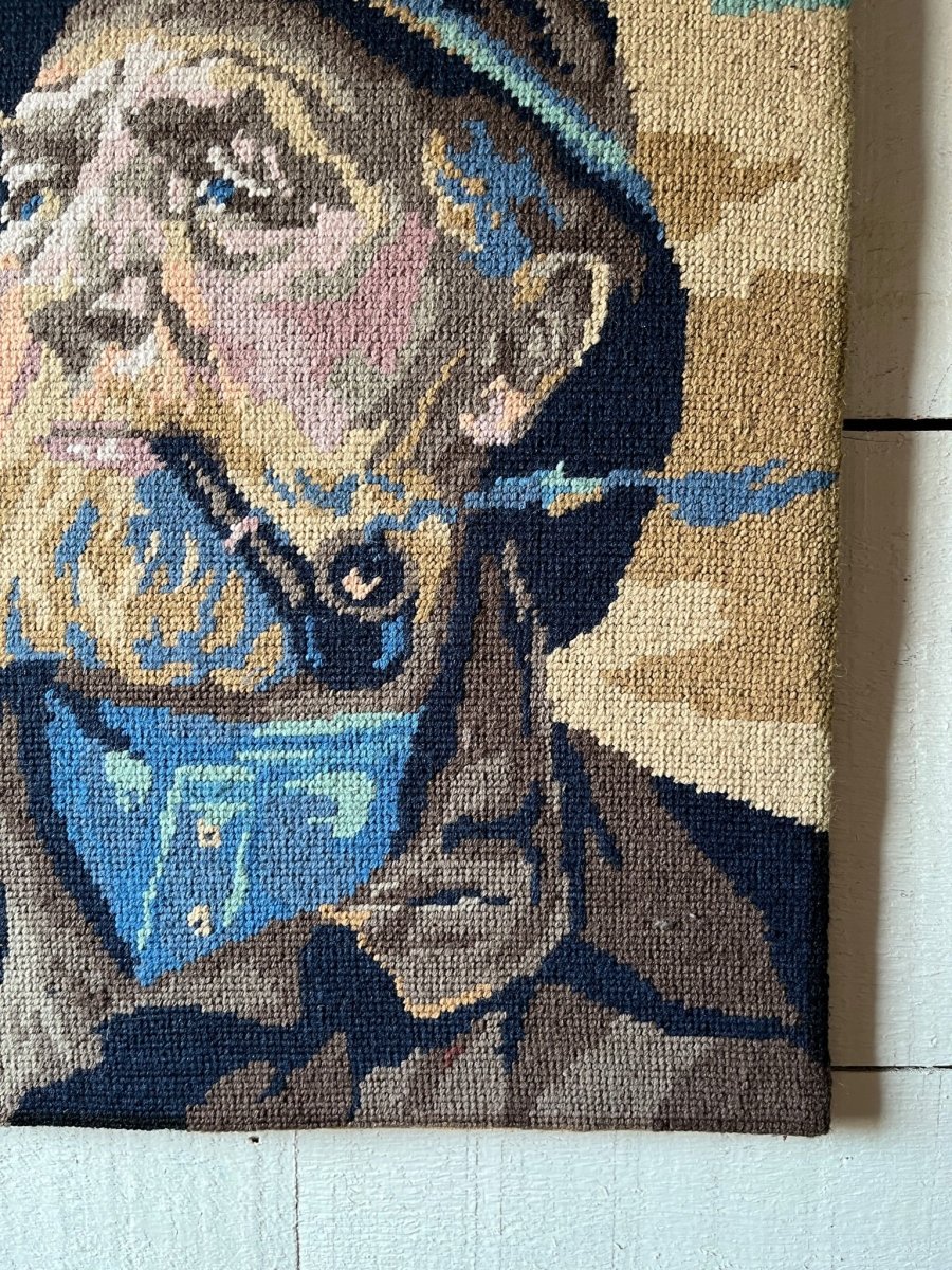 Needle Point Fisherman Portrait - Diamonds & Rust