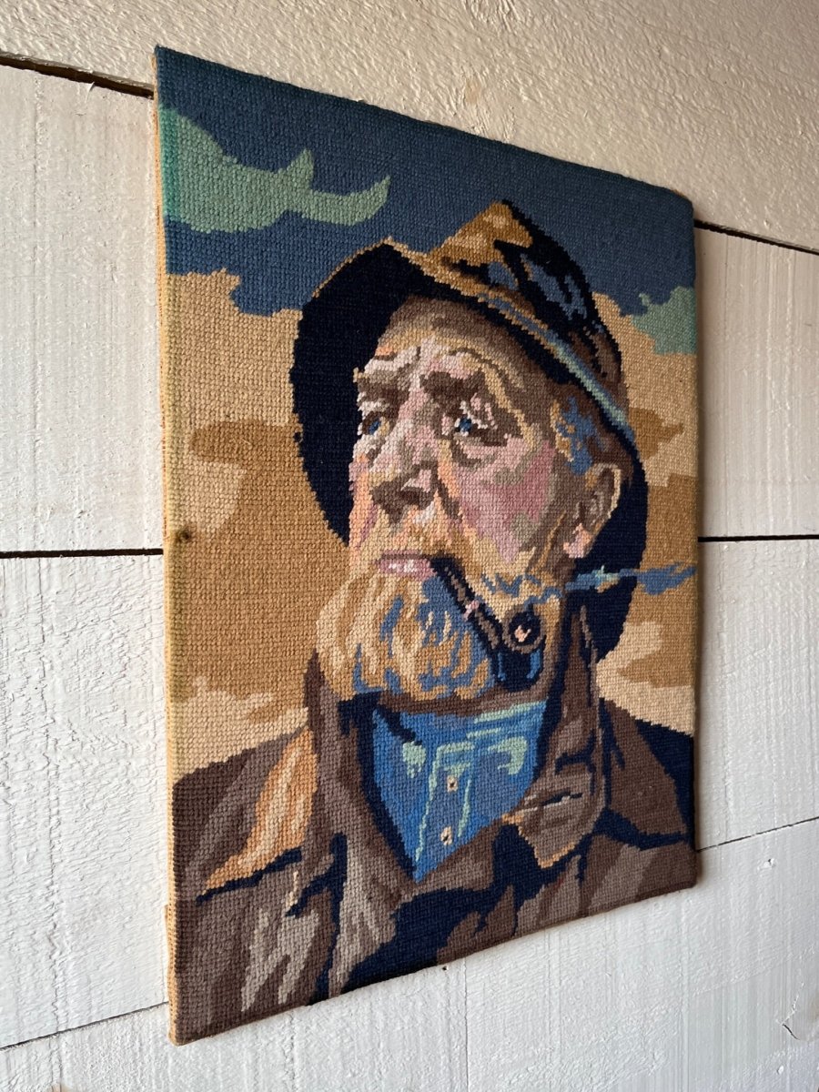 Needle Point Fisherman Portrait - Diamonds & Rust