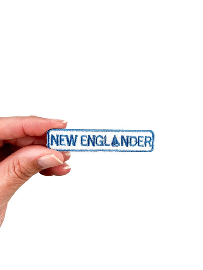New England Iron On Patch New Englander Sailboat Embroidered - Diamonds & Rust