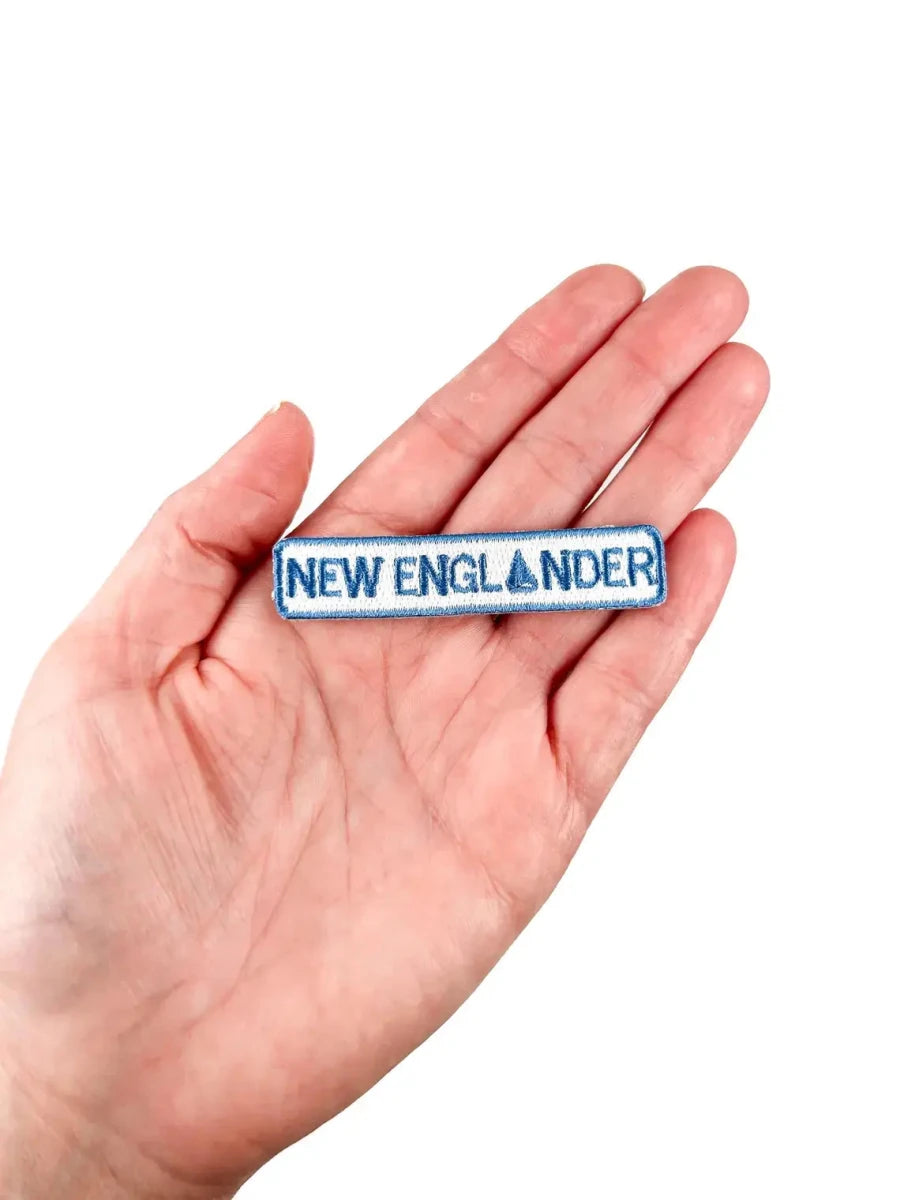 New England Iron On Patch New Englander Sailboat Embroidered - Diamonds & Rust