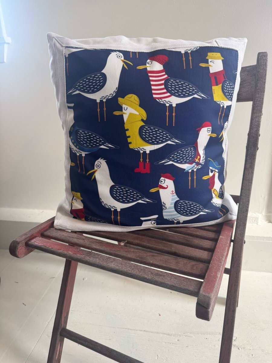 Old Salt Seagull Pillow - Diamonds & Rust