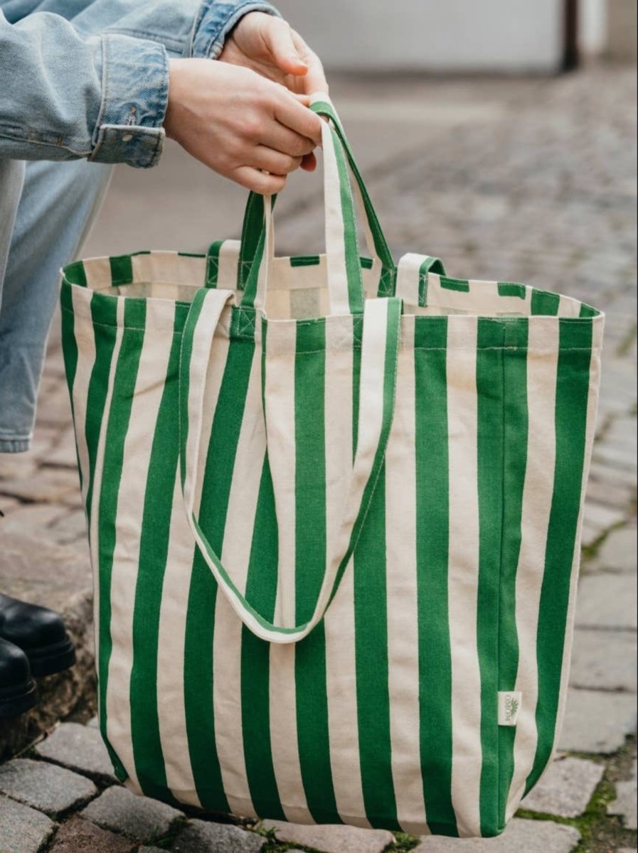 Organic Tote ORIGINAL - Stripes : Green - Diamonds & Rust