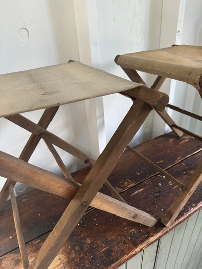 Pair of Vintage Camp Stools - Diamonds & Rust
