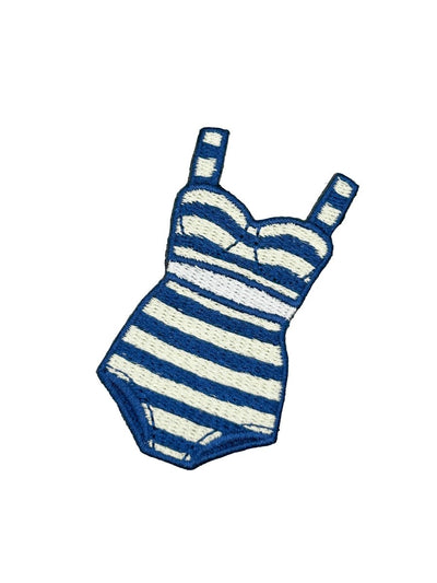 Preppy Striped Bikini Patch, Navy Cream Coastal Swimsuit - Diamonds & Rust