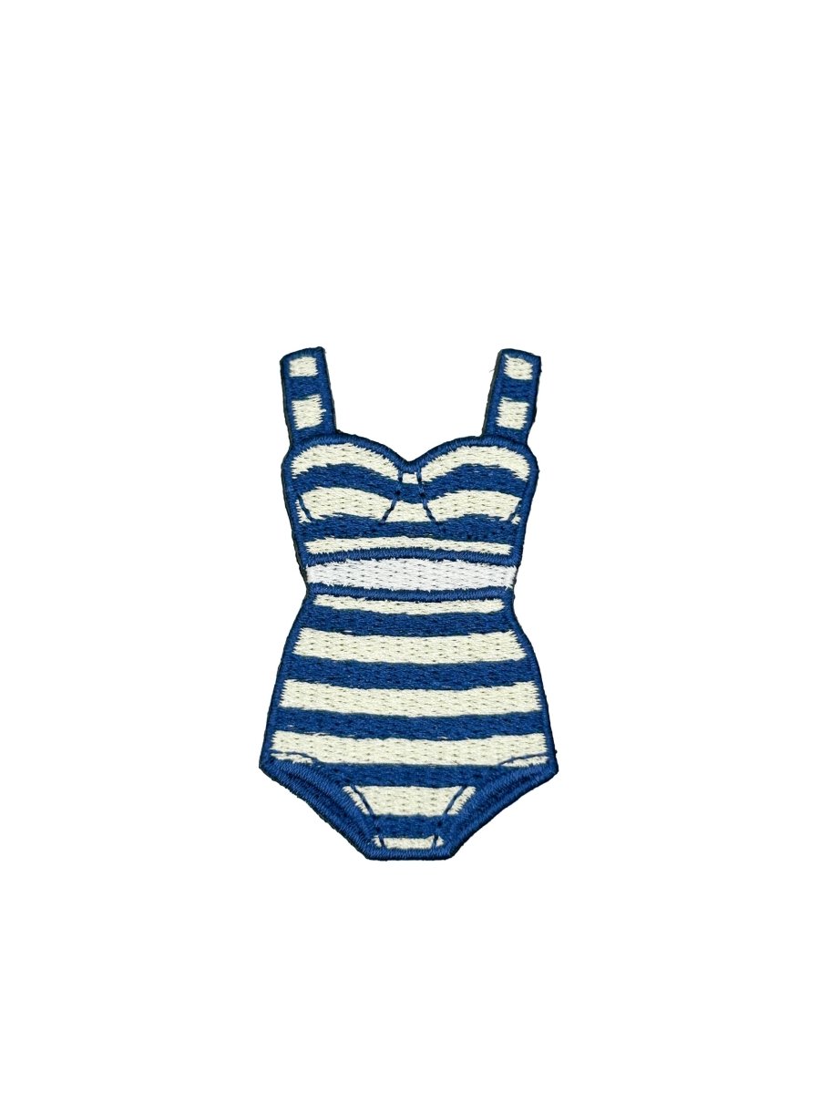 Preppy Striped Bikini Patch, Navy Cream Coastal Swimsuit - Diamonds & Rust