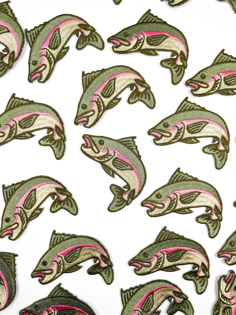 Rainbow Jumping Trout Embroidered Iron - On Patch Fly Fishing - Diamonds & Rust