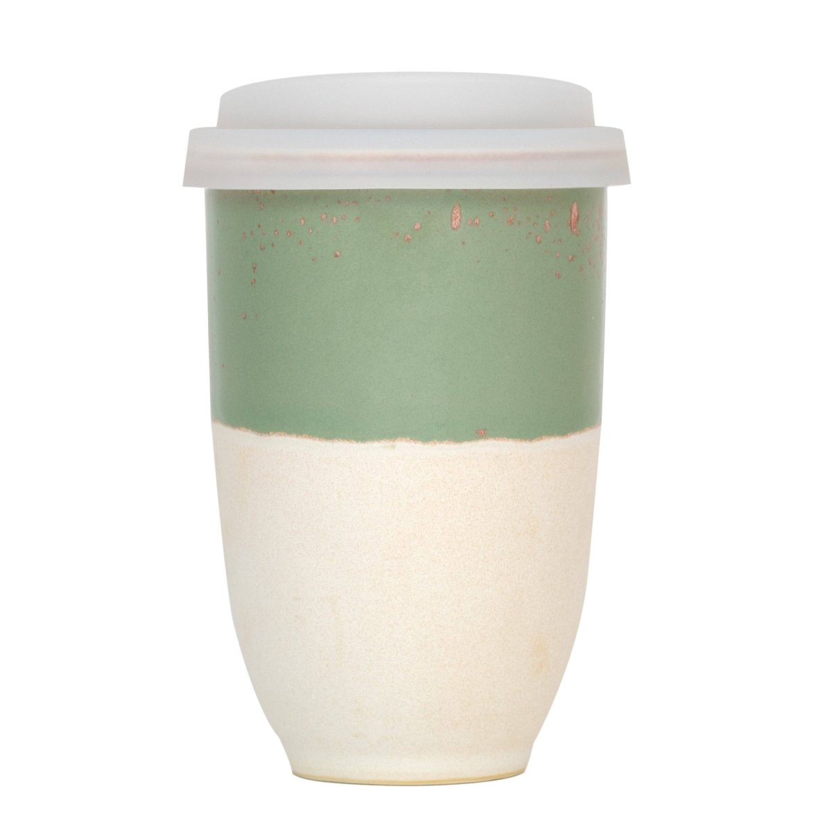 Sage Green Ceramic Travel Mug – 12oz Reusable Cup - Diamonds & Rust