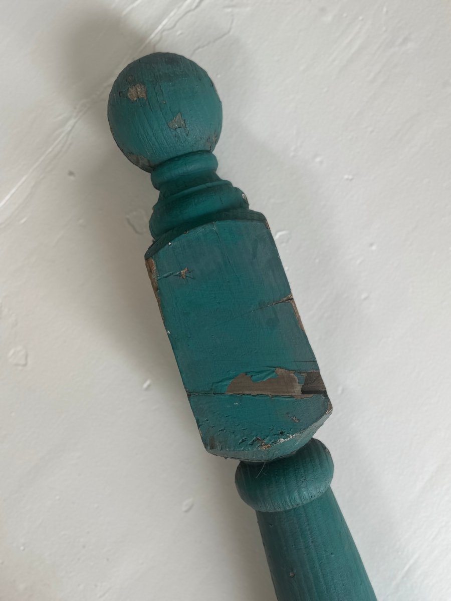 Salvaged Blue Newel Post - Diamonds & Rust