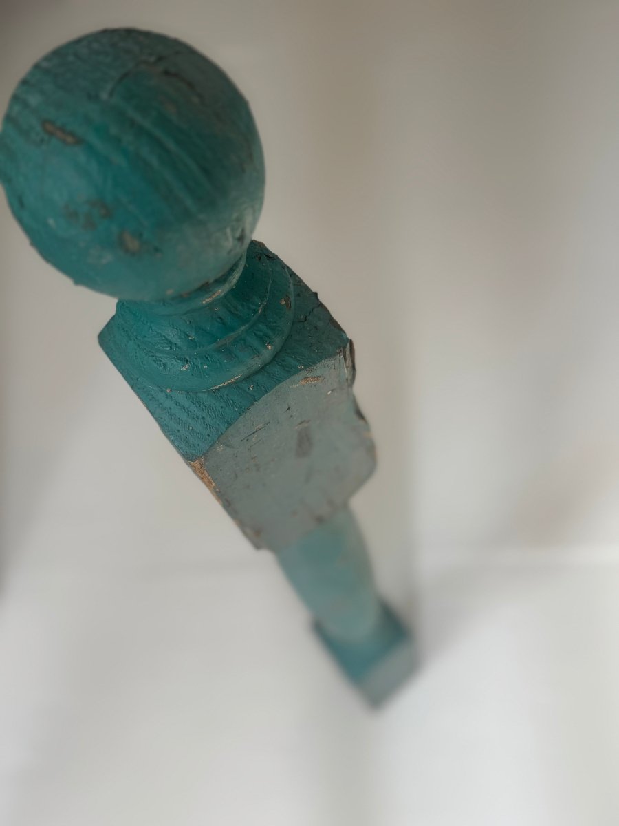 Salvaged Blue Newel Post - Diamonds & Rust