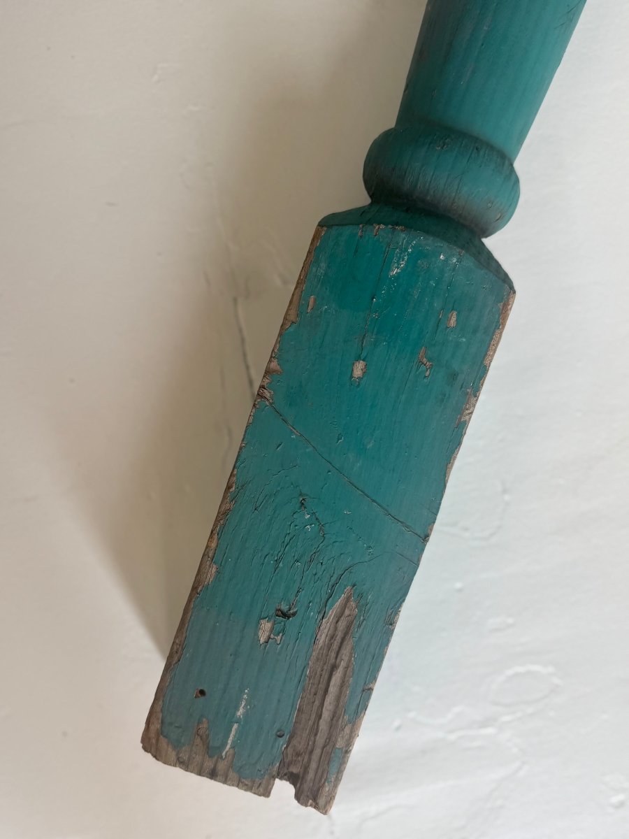 Salvaged Blue Newel Post - Diamonds & Rust