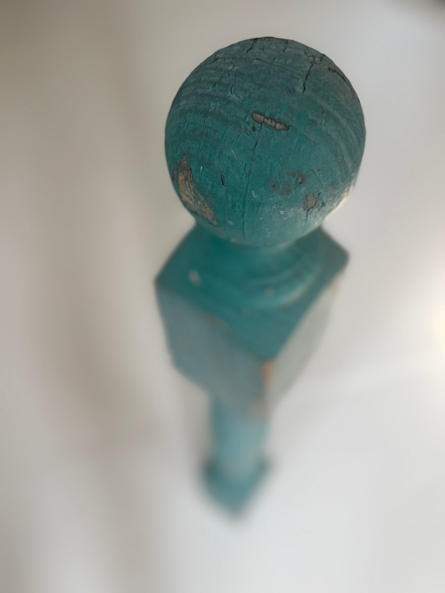 Salvaged Blue Newel Post - Diamonds & Rust
