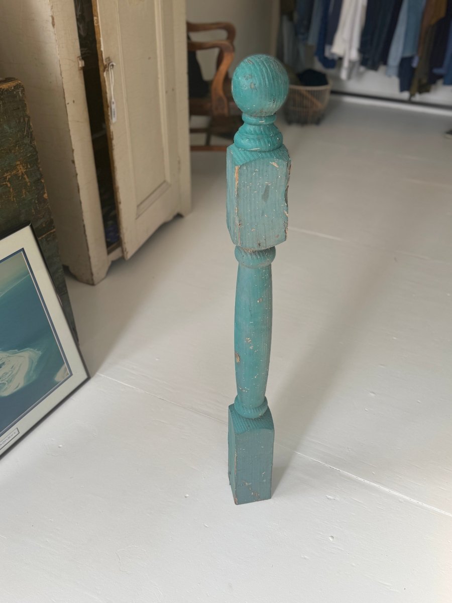 Salvaged Blue Newel Post - Diamonds & Rust