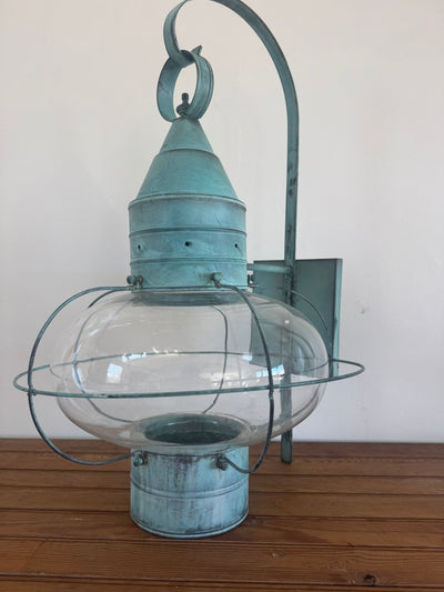 Salvaged Onion Lamp - Wall Mount - Copper Patina - Diamonds & Rust