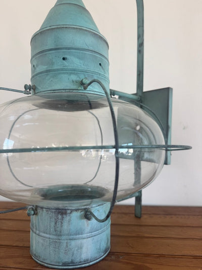 Salvaged Onion Lamp - Wall Mount - Copper Patina - Diamonds & Rust