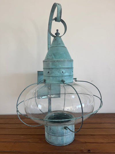 Salvaged Onion Lamp - Wall Mount - Copper Patina - Diamonds & Rust