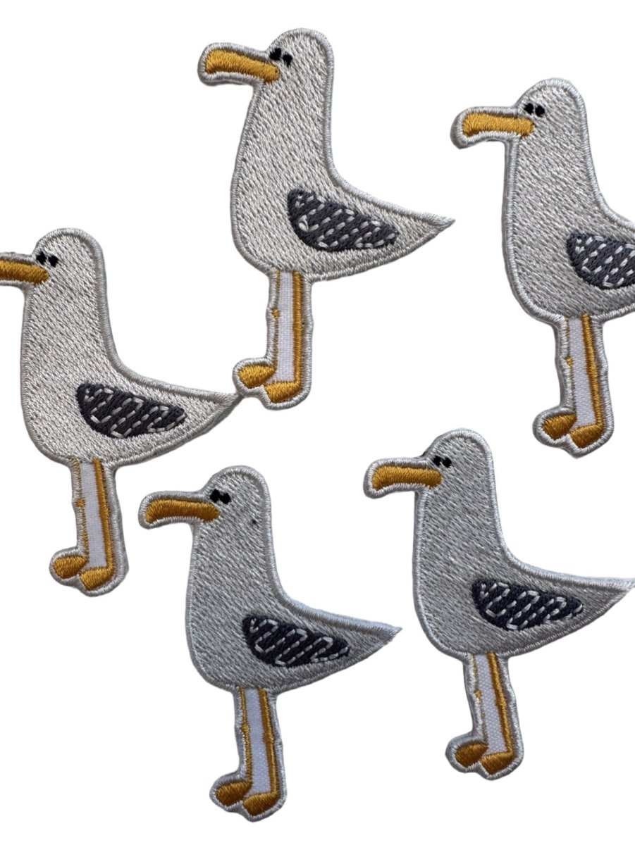 Seagull Embroidered Iron - On Patch Coastal Bird Design Beach - Diamonds & Rust