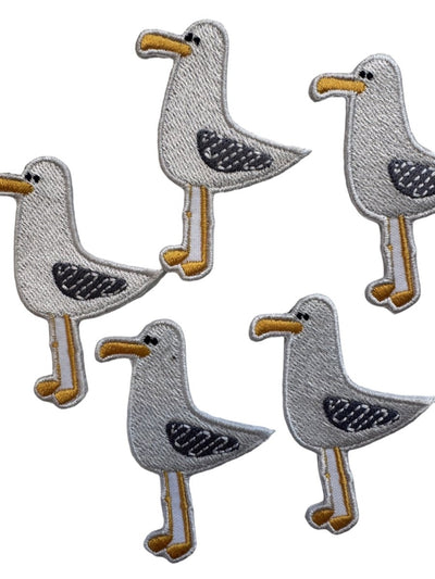 Seagull Embroidered Iron - On Patch Coastal Bird Design Beach - Diamonds & Rust
