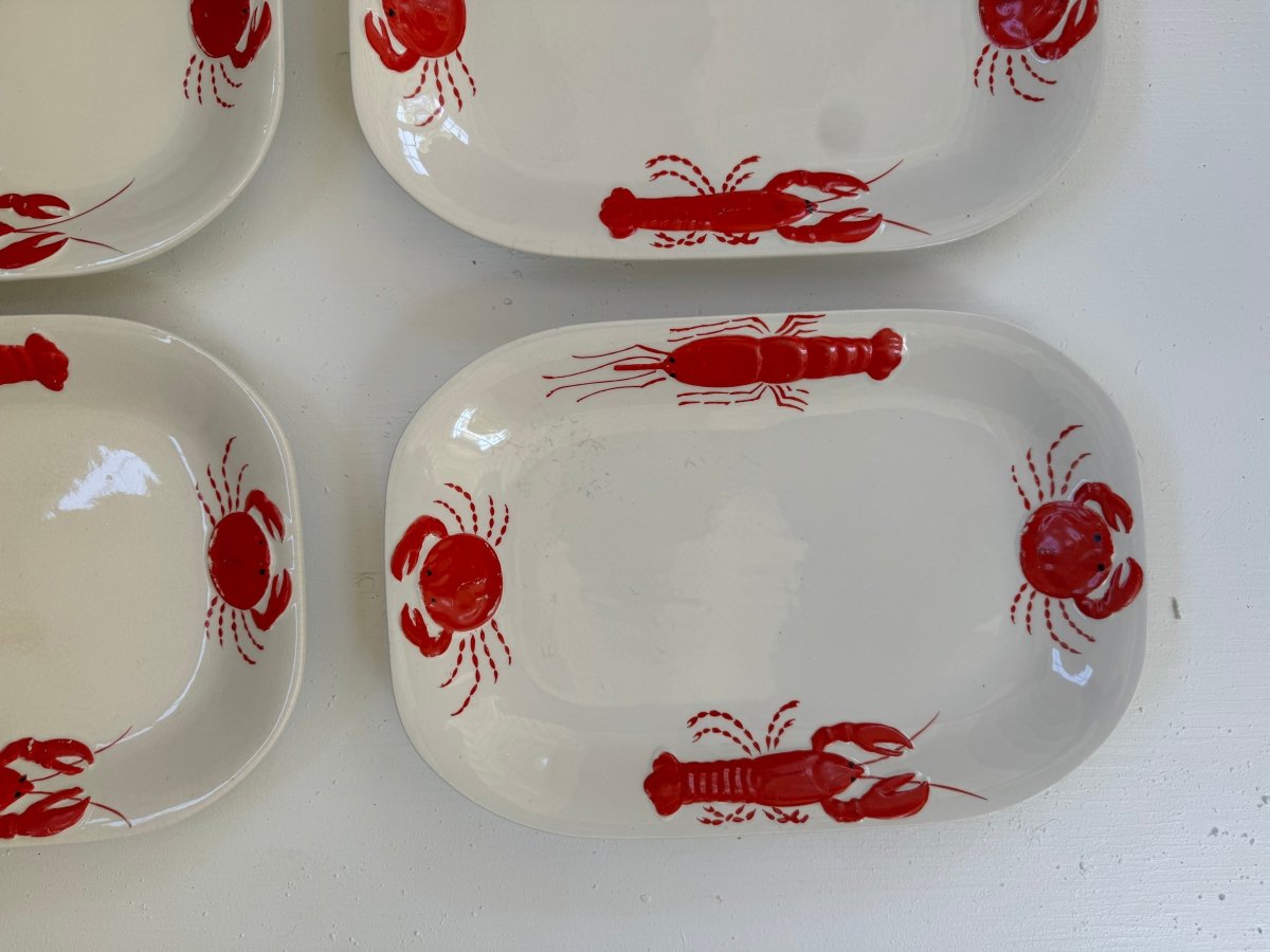 Set of Four Lobster + Crab Serving Dishes - Diamonds & Rust