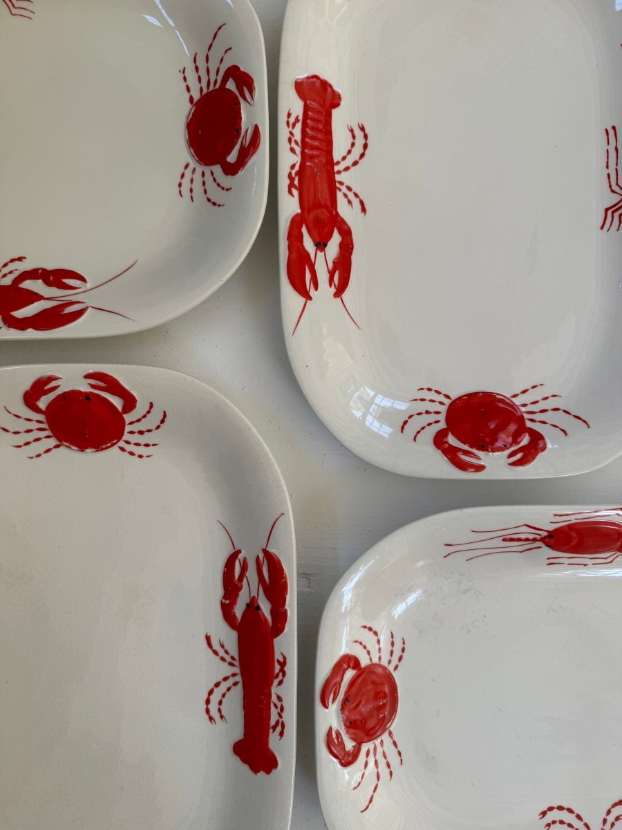 Set of Four Lobster + Crab Serving Dishes - Diamonds & Rust
