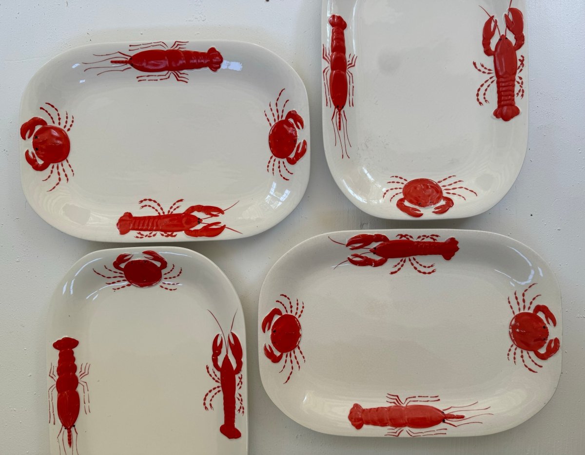 Set of Four Lobster + Crab Serving Dishes - Diamonds & Rust