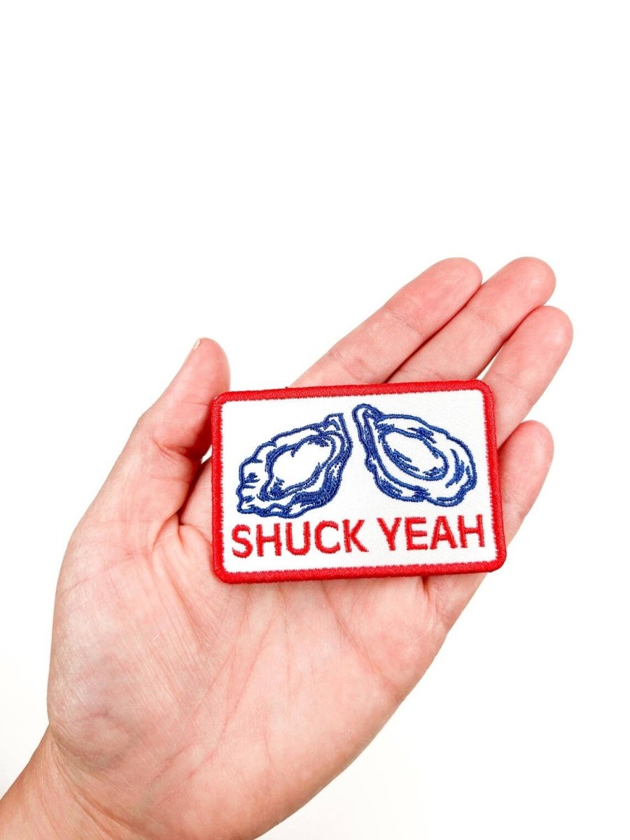 Shuck Yeah Embroidered Iron - on Sew - on Patch Oyster Beach - Diamonds & Rust