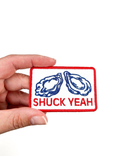 Shuck Yeah Embroidered Iron - on Sew - on Patch Oyster Beach - Diamonds & Rust