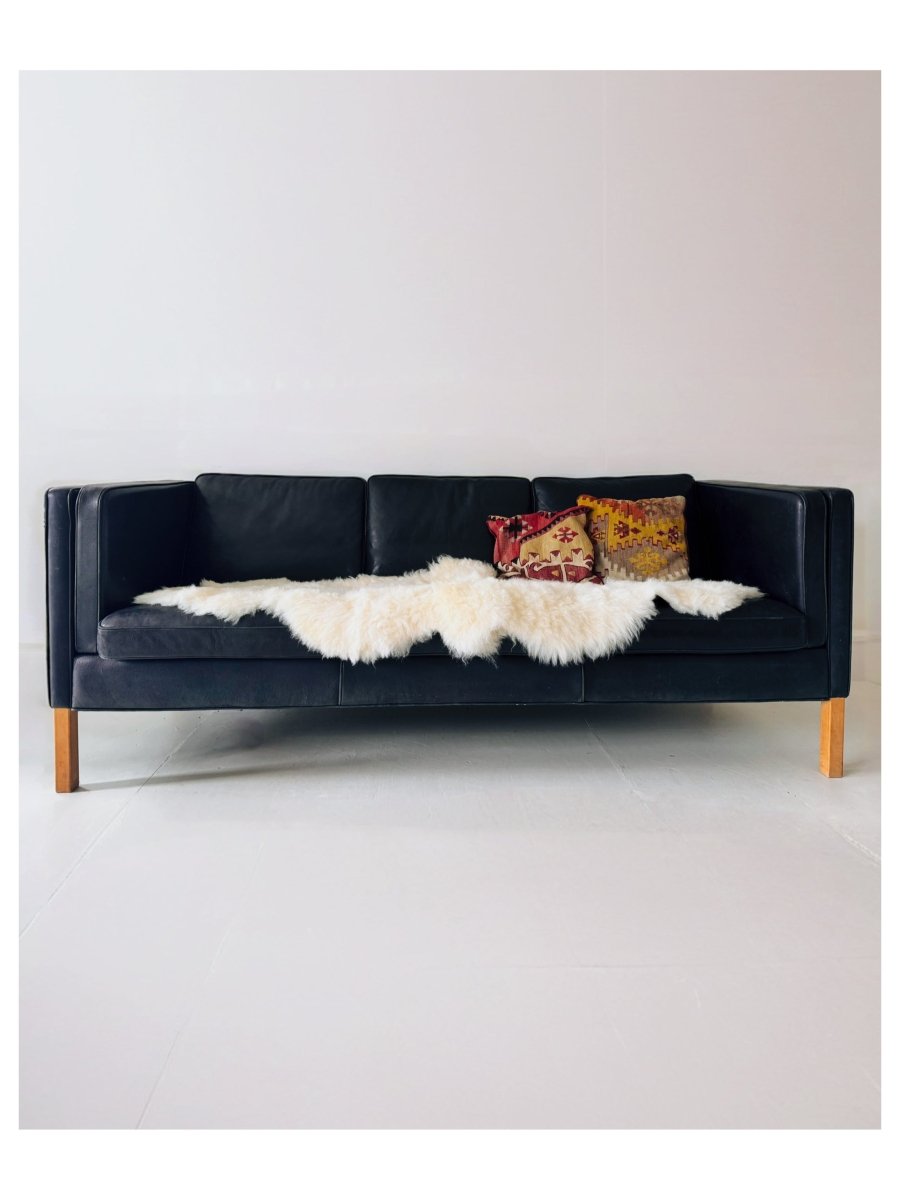 STOUBY Danish Black Leather Sofa - Diamonds & Rust