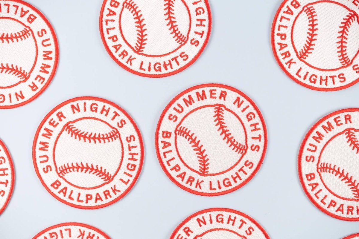 Summer Nights Ballpark Lights Embroidered Iron-On Patch Ball - Diamonds & Rust