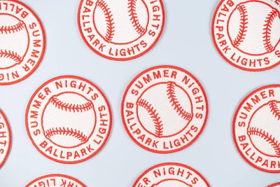 Summer Nights Ballpark Lights Embroidered Iron-On Patch Ball - Diamonds & Rust