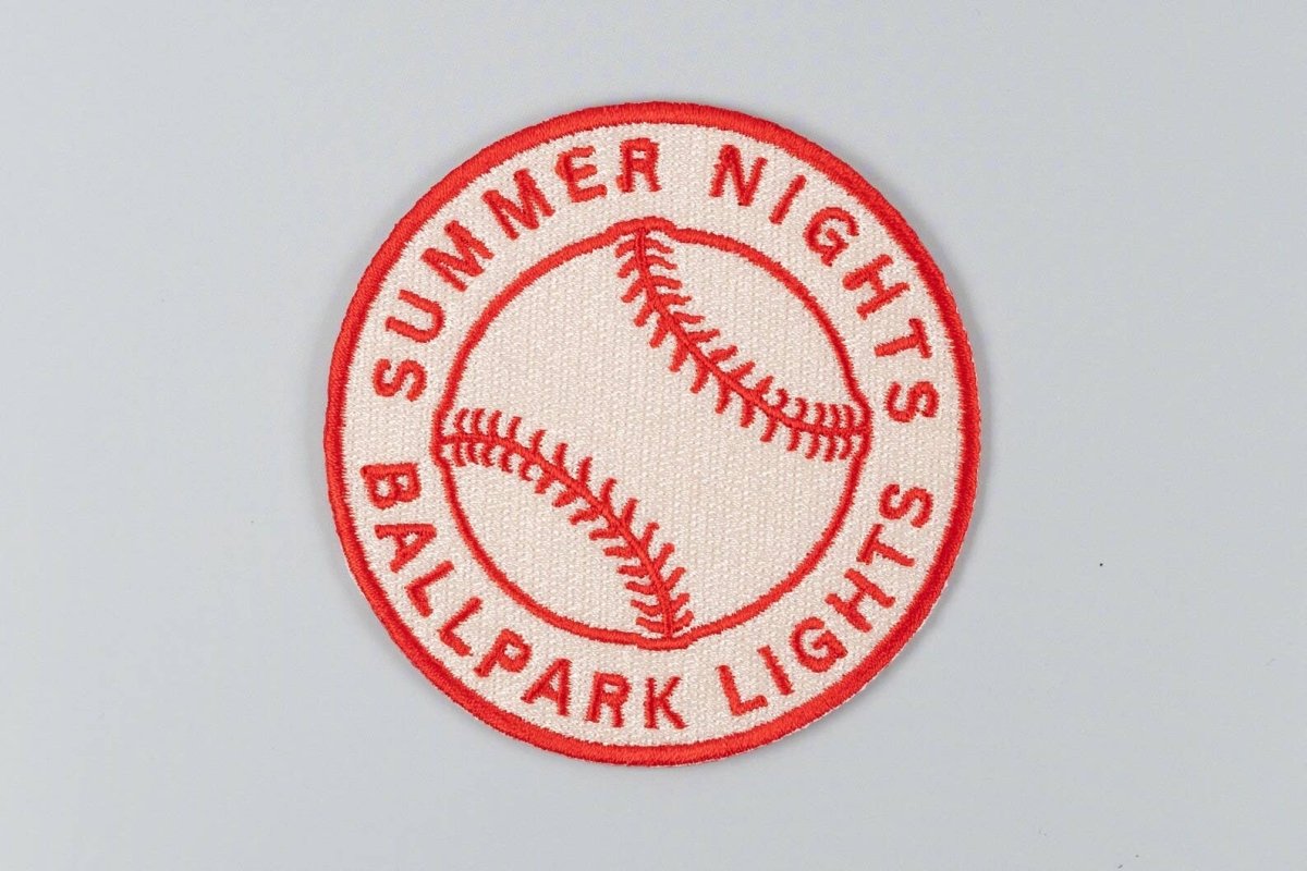 Summer Nights Ballpark Lights Embroidered Iron-On Patch Ball - Diamonds & Rust