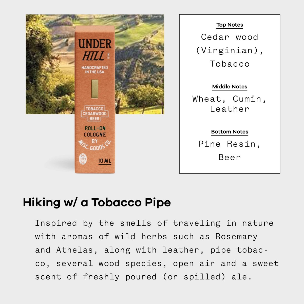 Underhill Tobacco, Cedar & Ale 10ml Roll - On Cologne - Diamonds & Rust