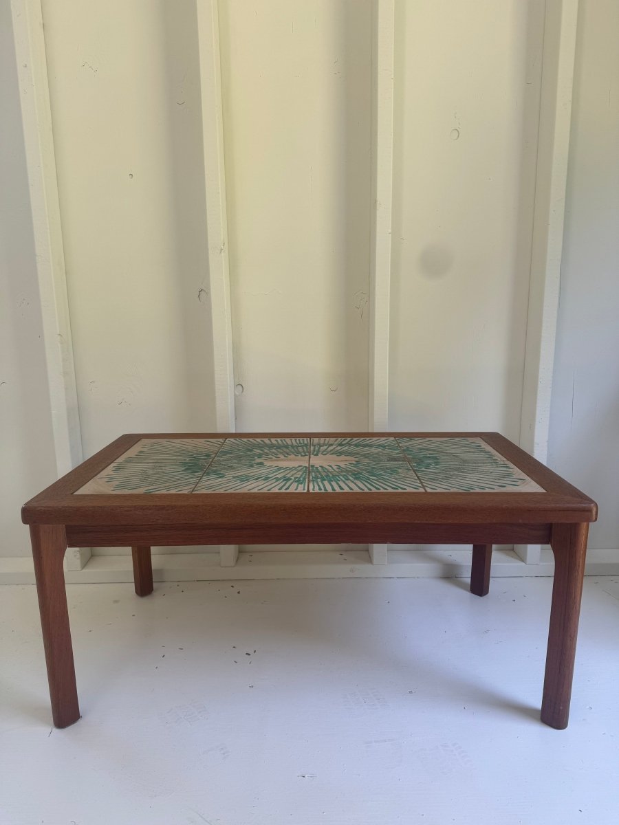 Vintage 1960s Mid - Century Modern Danish Tile Coffee Table - Diamonds & Rust