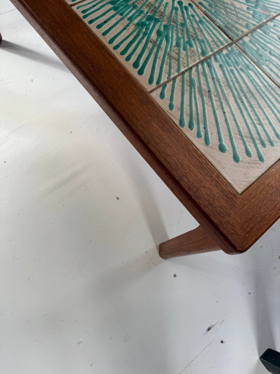 Vintage 1960s Mid - Century Modern Danish Tile Coffee Table - Diamonds & Rust