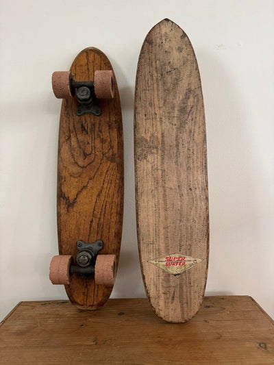 Vintage 1960s Roller Derby Wood Skateboard - Dark Wood - Diamonds & Rust