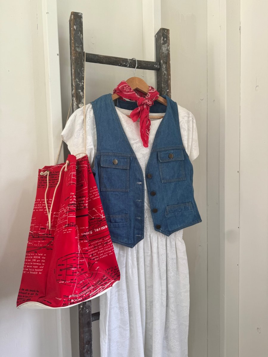 Vintage 70s Sailboat Ditty Bag - Diamonds & Rust