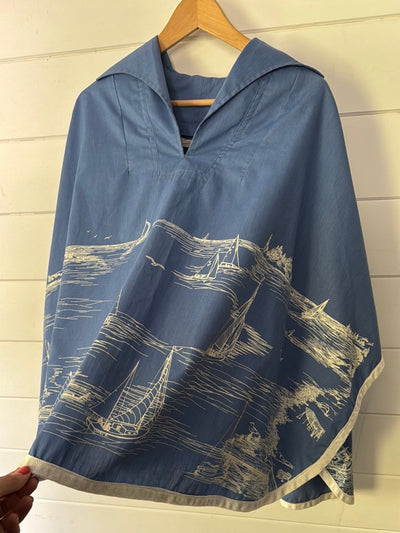 Vintage 70s Sailboat Poncho - Diamonds & Rust