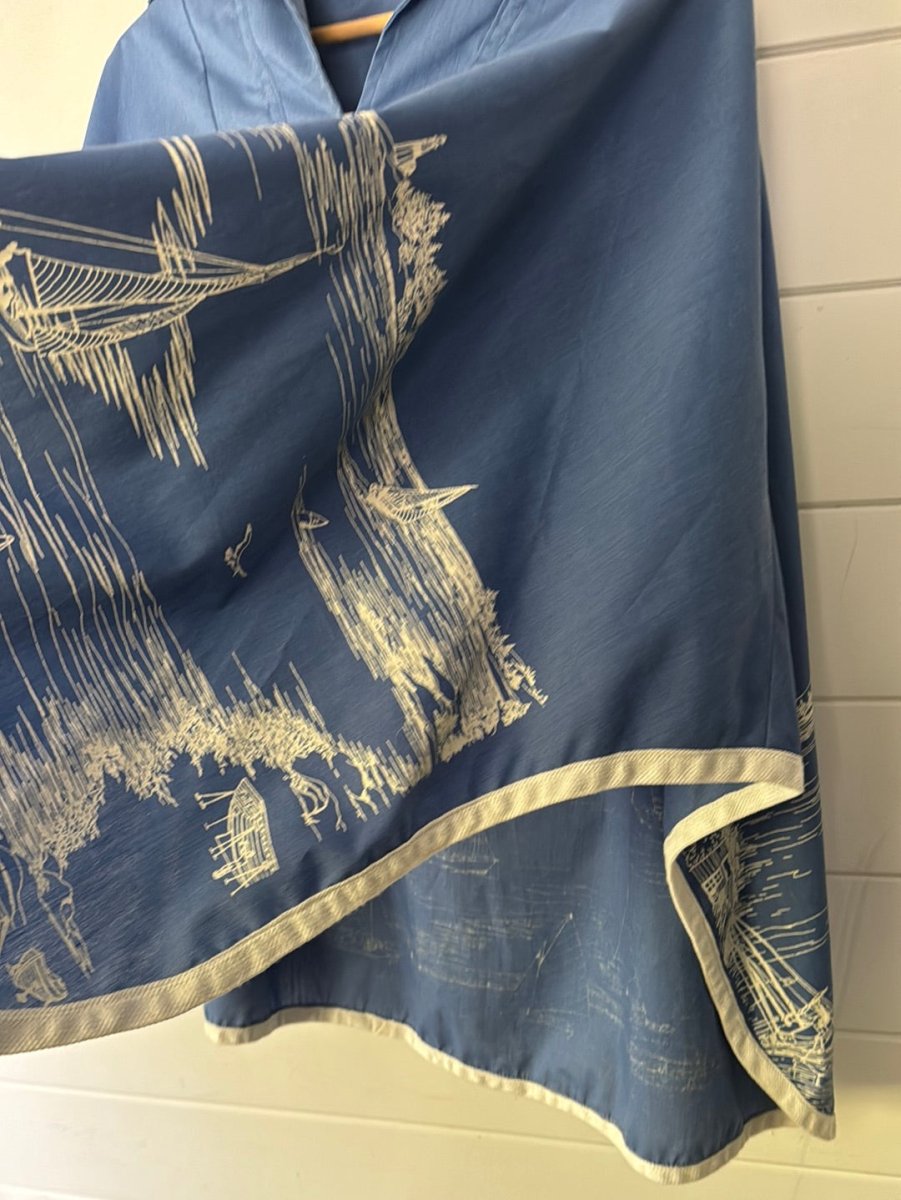 Vintage 70s Sailboat Poncho - Diamonds & Rust