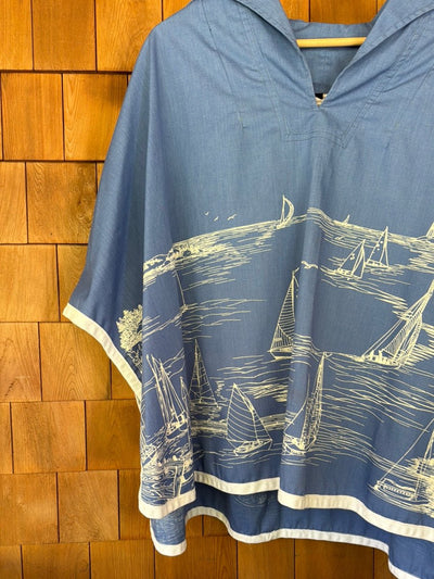 Vintage 70s Sailboat Poncho - Diamonds & Rust