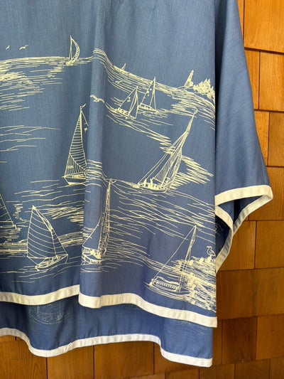 Vintage 70s Sailboat Poncho - Diamonds & Rust