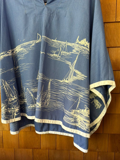Vintage 70s Sailboat Poncho - Diamonds & Rust